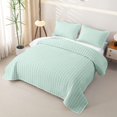 thumbnail image 3 of Castle Fairy Minimalist Vertical Stripe Quilt Full 3-Piece,Geometric Thin Line Full Bedspread Sets,Cream Sky Blue,1 Coverlet and 2 Pillowcases, 3 of 7