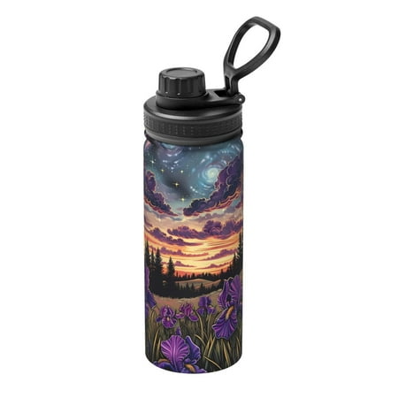 

Ocsxa Starry Night Purple Irises Print 18oz Stainless Steel Water Bottle Unisex Water Bottle Insulated Sports Water Cup Flask for Cold Water Drinks/Sports/Travel/Car/School