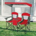 thumbnail image 7 of Double Camping Chair with Canopy Shade, UV Protection, Cooler, Cup Holder & Carry Bag, Folding Portable Lawn Soccer Camp Chair for Adults, 7 of 7