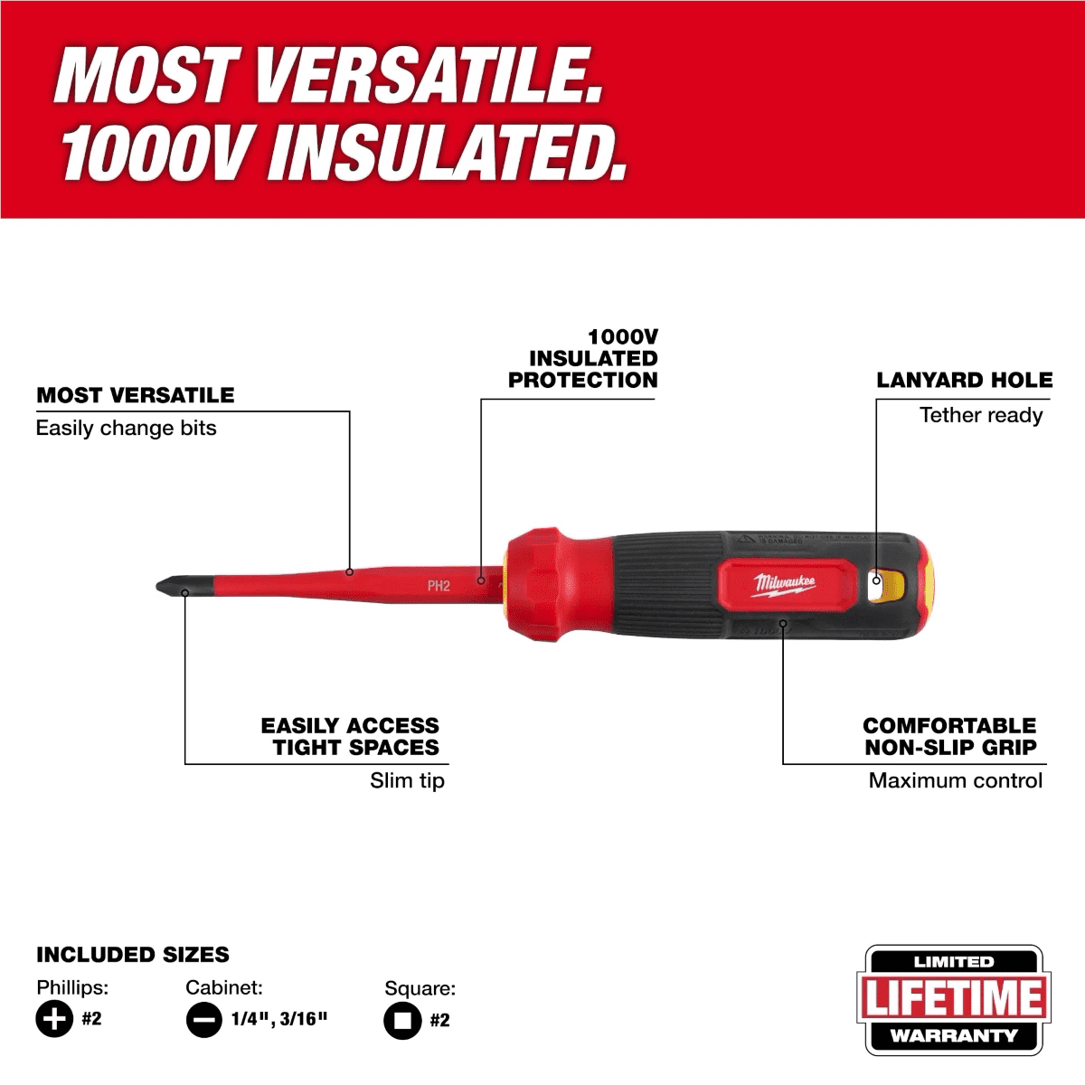 Milwaukee Tool 4-in-1 1000V Insulated Slim Tip Multi-Bit Screwdriver