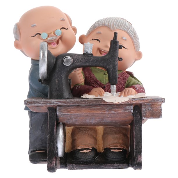 EeaseMX 1 figura de resina de pareja de ancianos enamorados, adorno de resina para aniversario de pareja de ancianos.