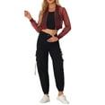 thumbnail image 2 of INSPIRE CHIC Bomber Crop Jacket for Women's Sheer Mesh Lightweight Long Sleeve Jackets XL Burgundy, 2 of 6