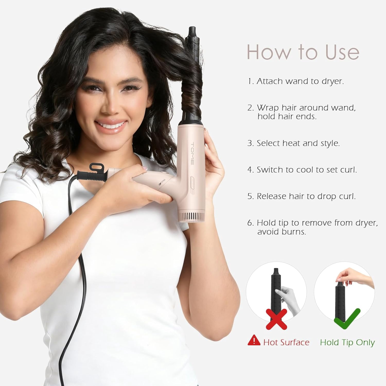 TOME Hair Dryer with Diffuser,Dual Voltage Travel Blow Dryer 1200W Air Curling Wands Nozzle with Universal Power Adapter