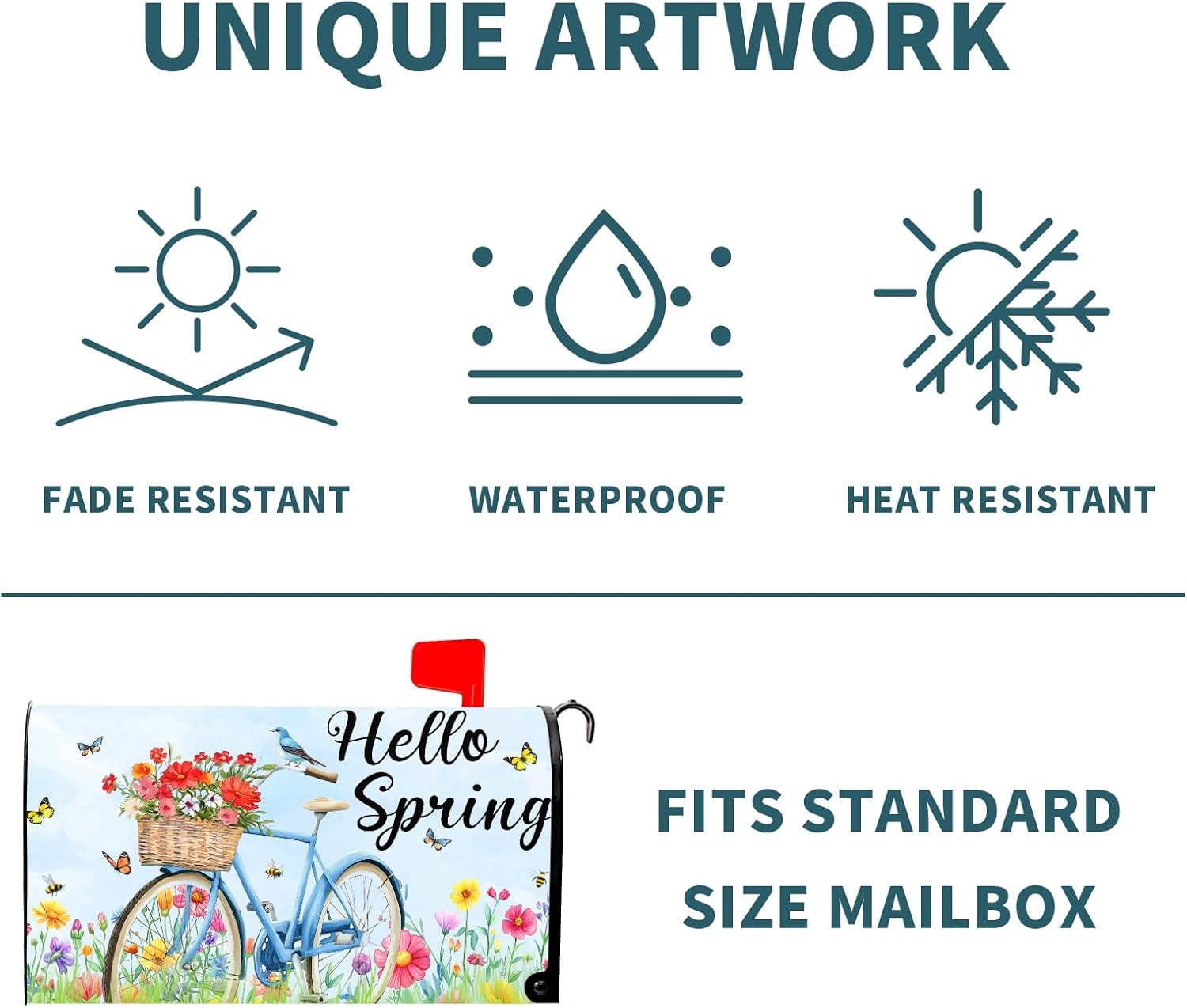 Spring Floral Magnetic Mailbox Cover Blue Flower Bird Mailbox Cover Magnetic Standard Size 21 X 25.5 Inch Butterfly Mailbox Post Cover Mailbox Wraps Mailbox Decor for Home Garden Outdoor Yard