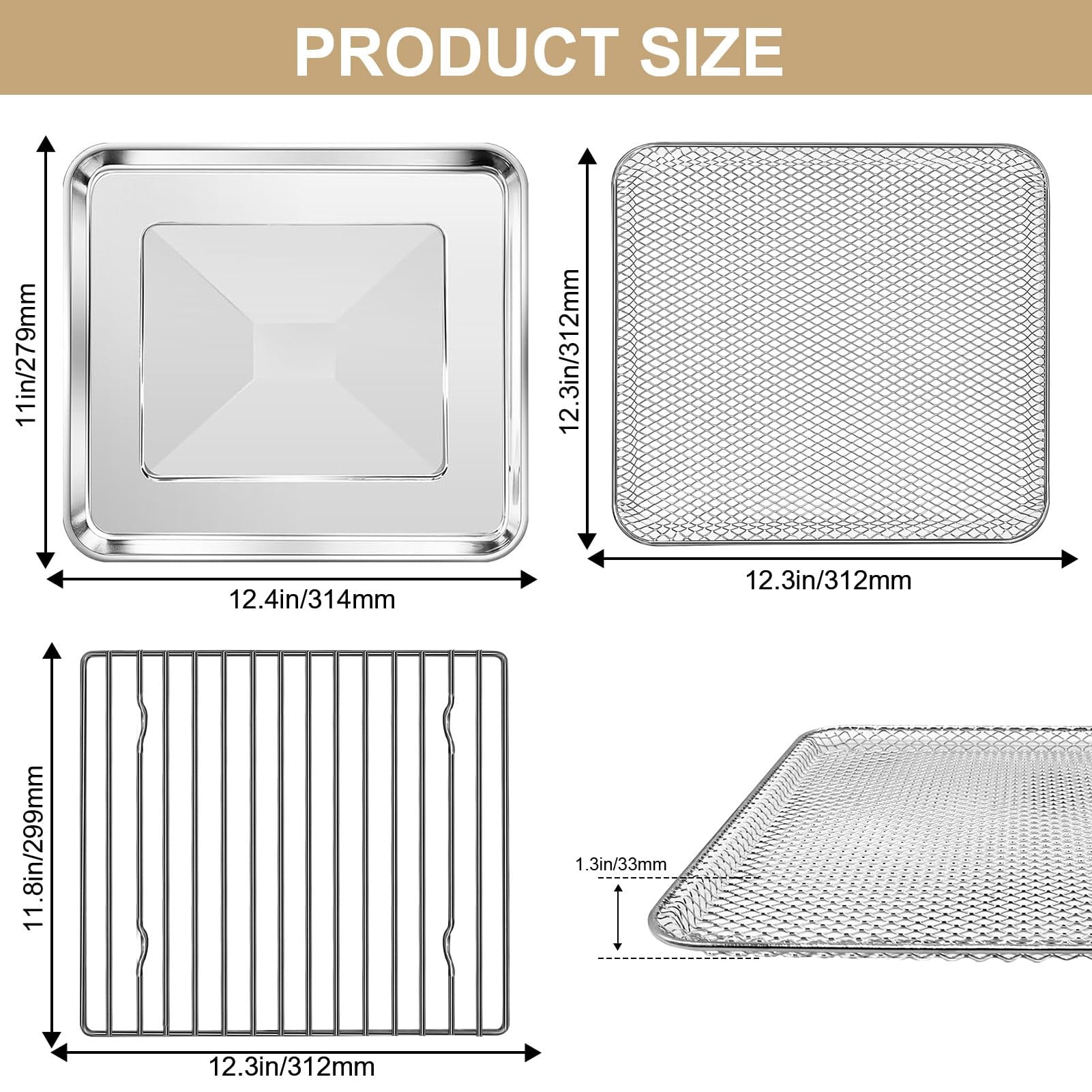 GWY 3-in-1 Tray Basket Rack Kit for Gourmia GTF7655 GTF7350 GTF7460 Toaster Oven Accessories