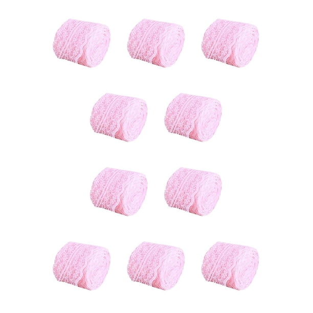 Kearding Banda de encaje para ropa de 10 metros, costura artesanal DIY, tela colorida para boda, accesorios de ropa amigables con la piel, Rosa 10mx4.5cm 10piezas