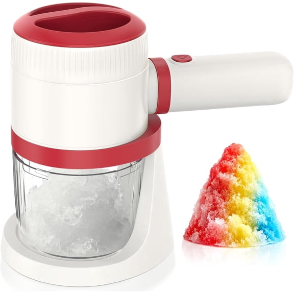 Electric Snow Cone Maker, Mini Snow Cone Machine with Reusable Cup, Portable Tabletop Slushie & Shaved Ice Maker for Home Party, Red