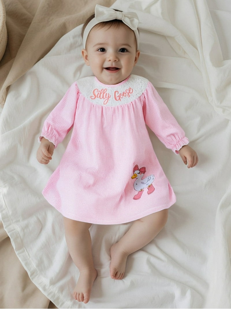 BemeyourBBs Toddler Baby Girls Plaid Dress Round Neck Long Sleeve