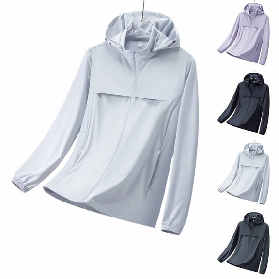 Daiosportswear Women's Upf 50 Lightweight Full-Zip Hooded Sun Protection Jacket with Breathable Vents and Elastic Cuffs Purple XL