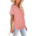 thumbnail image 6 of KLHDSF Womens Summer Tops Side Shirring V Neck Tee Short Sleeve Lightweight Casual Summer Top Watermelon Red M, 6 of 10
