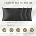 thumbnail image 4 of THXSILK Silk Pillowcase, 19 Momme Zippered Silk Pillowcase with Cotton Underside, 100% Pure Mulberry Silk Pillowcase, 1Pcs, Standard Size(20"x26"), Black, 4 of 6