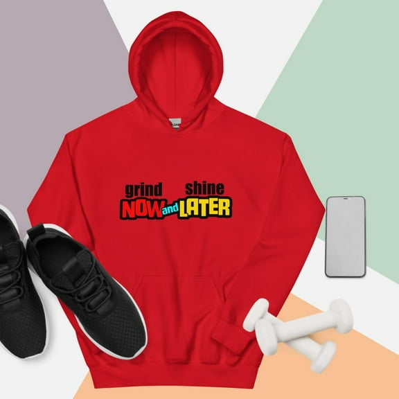 GRIND-NOW-AND-SHINE-LATER Hoodie (Red, S)