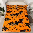 thumbnail image 2 of jejeloiu Spooky Halloween Bat Twin Sheet Sets,Trick Or Treat Twin Fitted Sheet,Black Spider Webs Flat Sheet For Children,Microfiber Bedroom Decor,3pcs, 2 of 7