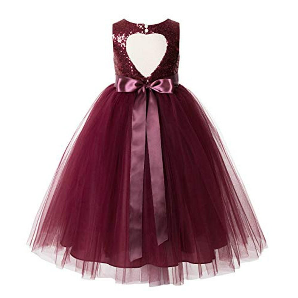 Ekidsbridal Heart Cutout Sequin Formal Flower Girl Dress Ceremonial