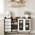 thumbnail image 7 of BouPower Sideboard Buffet Cabinet with Open Racks & 4 Drawers, 55.11 Inch Large Sideboard Storage Cabin, Kitchen Cabinet with Glass Doors & Adjustable Shelves, Wood Side Board Table for Dining Room, 7 of 7
