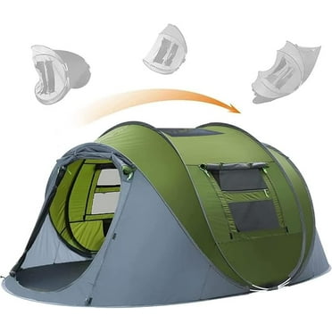 Pop Up Tent,  4 Person Instant Tent with Skylight, Waterproof Instant Pop Up Tent with Rainfly, Easy Setup Camping Tents, 2 Doors & Windows, 4 Men Automatic Family Tent for Hiking, Traveling