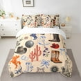 thumbnail image 2 of Feelyou Western Cactus Plant Bedding Comforter Set 7pcs, Hippie Cowboys Boot Queen Bedding Sets, Teens kdis Boys Girls Reversible Queen Sheet Sets, Ultra Soft Bedroom Decor, 2 of 7
