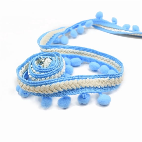 Zhuge Curtain Tassel Fringe Trim Braided Sewing Ribbon Upholstery Fabric Roll -Blue