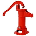 thumbnail image 2 of Antique Cast Iron Hand Water Pump for Outdoor Use, 25 ft. Vintage Pitcher Pump with Decorative Garden Design, Heavy-Duty Farm and Lawn Water Pump, Red Finish, 2 of 8
