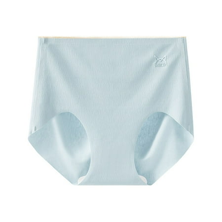 

High waist ice silk seamless panties womens pure cotton crotch briefs