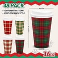 thumbnail image 2 of missunny-Christmas Disposable Coffee Cups Xmas Buffalo Plaid Paper Cups with Lids 16 Oz To Go Coffee Cup for Holiday Party Cafe Hot Cold Drinks, 48 Pcs, 2 of 5