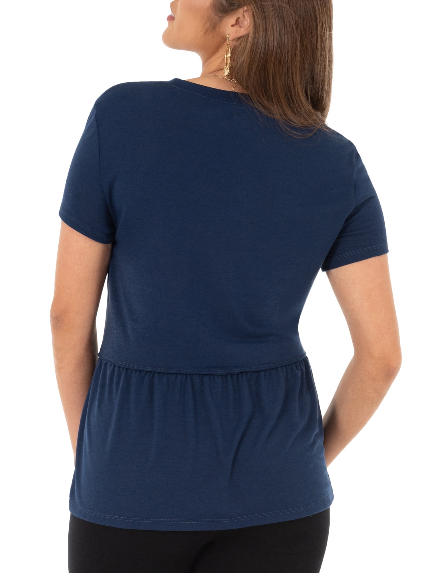 Wright's Womens Short Sleeve Peplum Waist Top