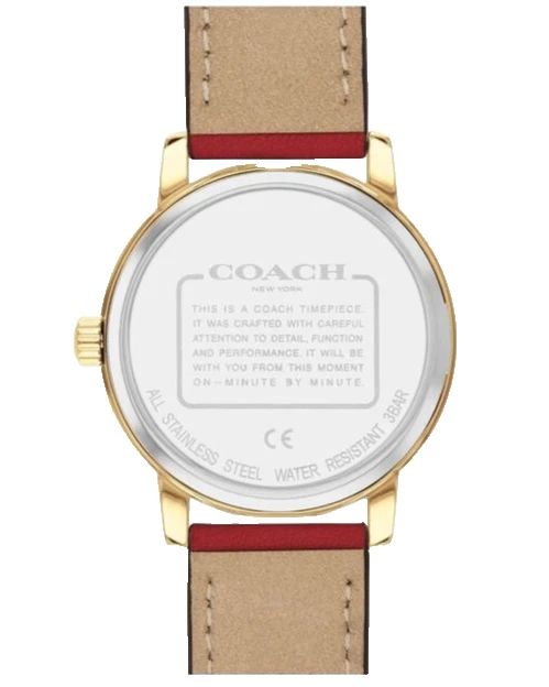 Coach Grand Black Dial Carriage Design Red Leather Strap  display picture 3