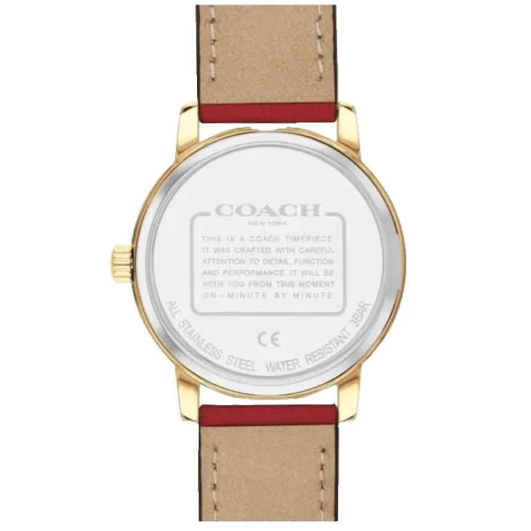 Coach Grand Black Dial Carriage Design Red Leather Strap  display picture 1