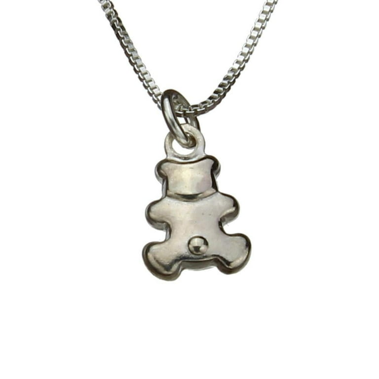 Sterling Silver Tiny Teddy Bear Charm Box Chain Nickel Free