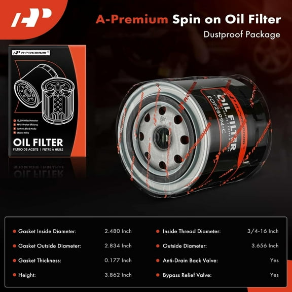 A-Premium 6-PC 10K Miles Protection Spin On Oil Filter Compatible with Volkswagen Passat 1998-2005 & Audi A4 1996-2005, A6, A6 Quattro, Allroad Quattro, Cabriolet, S4, 90, 90 Quattro, A4 Quattro