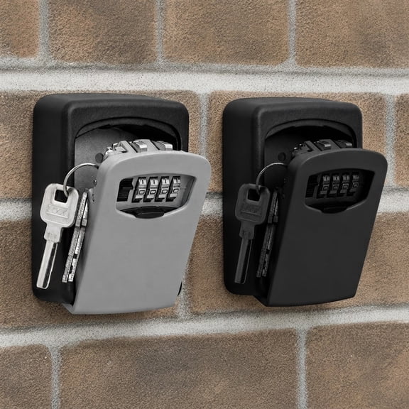 Key Lock Box 2 Pack - Outdoor Wall Mounted Key Safe with Combination Lock, Heavy Duty Key Storage Lock Box for Home Car Garage Real Estate Security