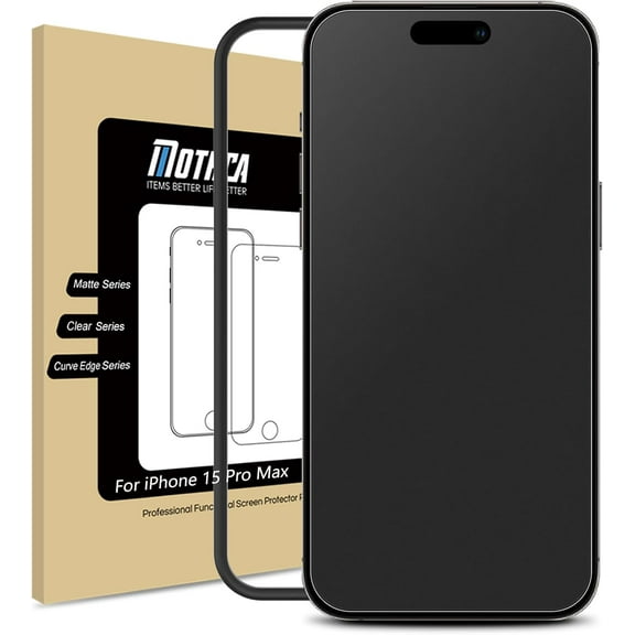 Matte Glass Screen Protector for iPhone 15 Pro Max (6.7 inch) Anti-Glare & Anti-Fingerprint Tempered Glass Clear Film, [Easy Installation Frame] Case Friendly, Bubble Free - Smooth as Silk