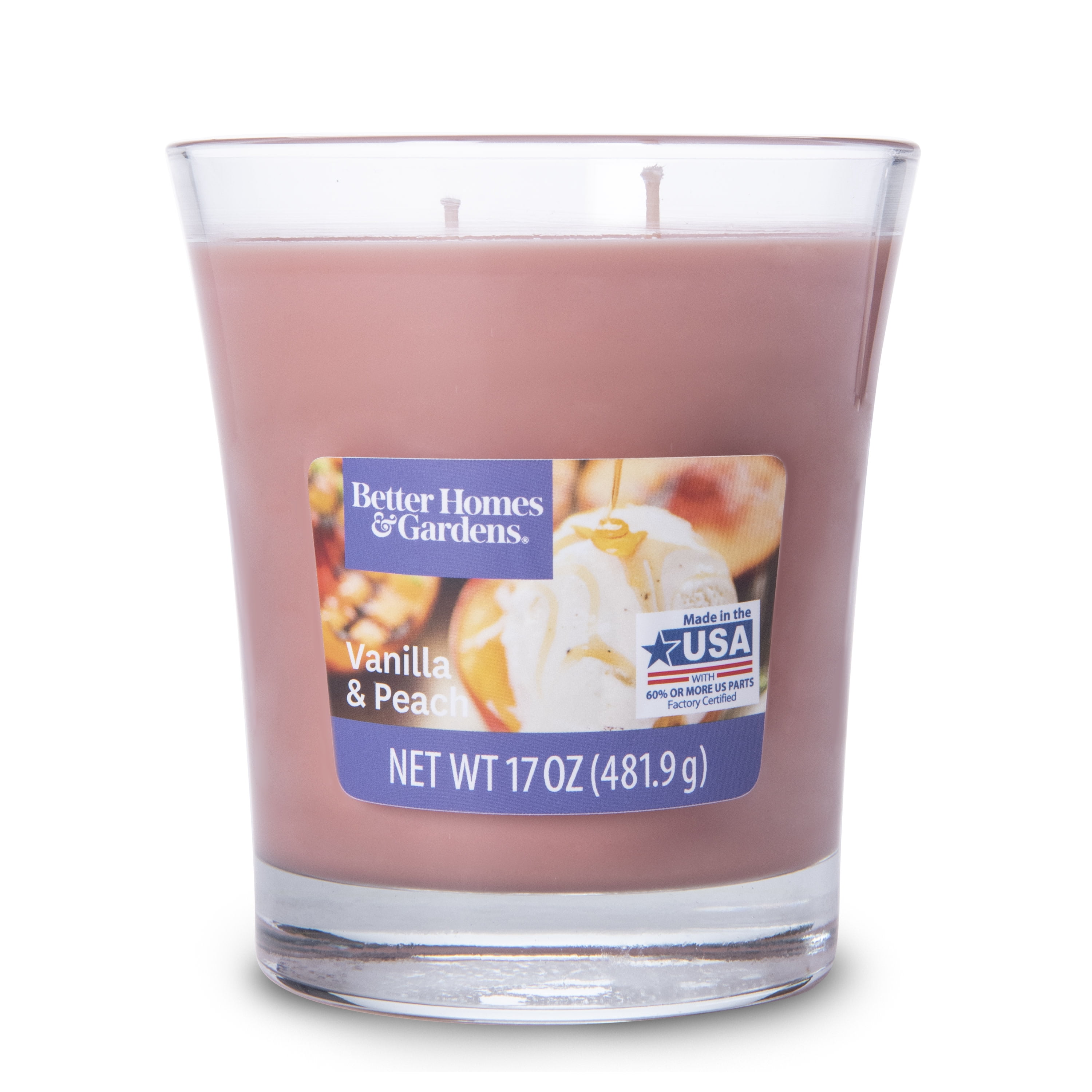 Better Homes & Gardens 17oz Vanilla & Peach Scented 2-wick Jar Candle
