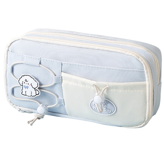 Blue Cute Pencil Case, Aesthetic Pen Pouch, Colored Pencil Bag with Zipper, Stationery Storage and Organizer, 9X5In, 1Pcs