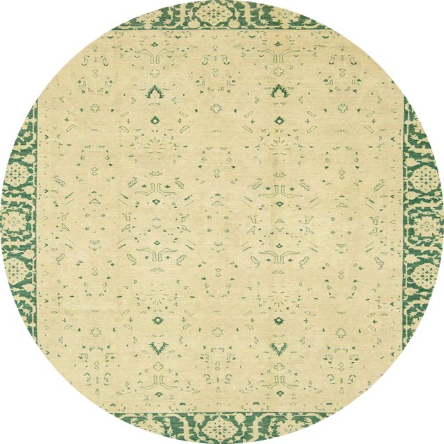 Ahgly Company Tapis d'Intérieur Rond Abstrait Vert Avocat Oriental, 4 Pieds Rond