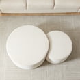 thumbnail image 6 of GZXS Modern Round Nesting Tables Set of 2 - Beige Corduroy Foam Upholstered Ottomans with Contour Design, No Assembly Needed, for Living Room and Bedroom, 6 of 9