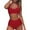 Red, variant on Sngxgn Ruffle Stripe Ruffle Swimsuit for Women V Neck Ruched Bathing Suits(Army Green,XL)