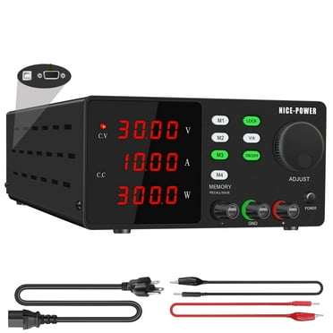 NICE-POWER Programmable DC Laboratory Power Supply Adjustable 30V 10A Regulator Bench Source Power 4 Sets OF Storage Functions RS232 Black