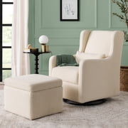 Carter's by DaVinci Adrian Swivel Glider with Storage Ottoman in Ivory Boucle