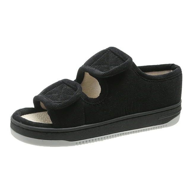 Sandalias diabéticas zapatos diabéticos ajustables para mujeres y hombres (negro 38-39)