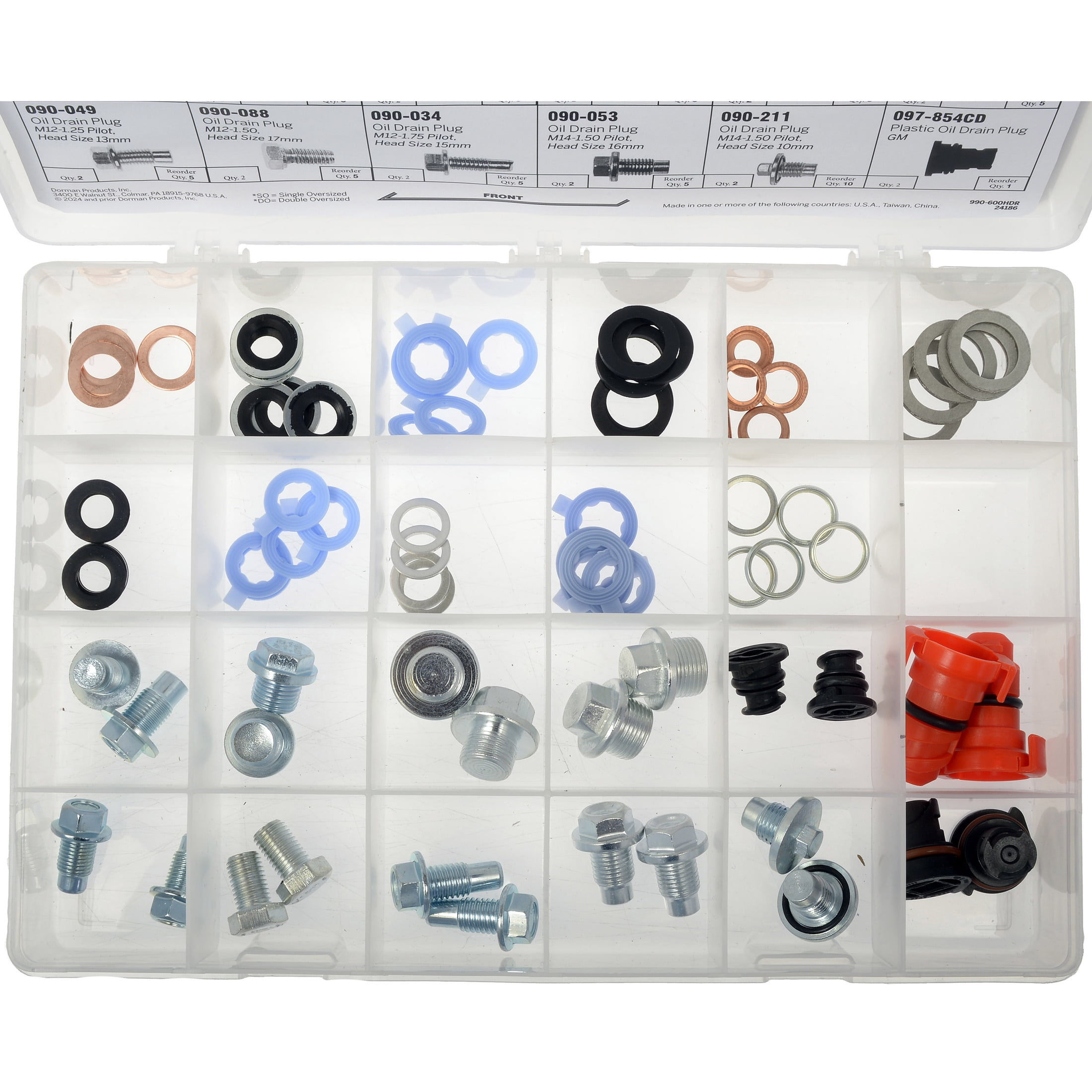 Dorman 990-600 Oil Drain Plug And Gaskets Tech Tray (23 SKUs / 79 Pieces) (Pack of 79)