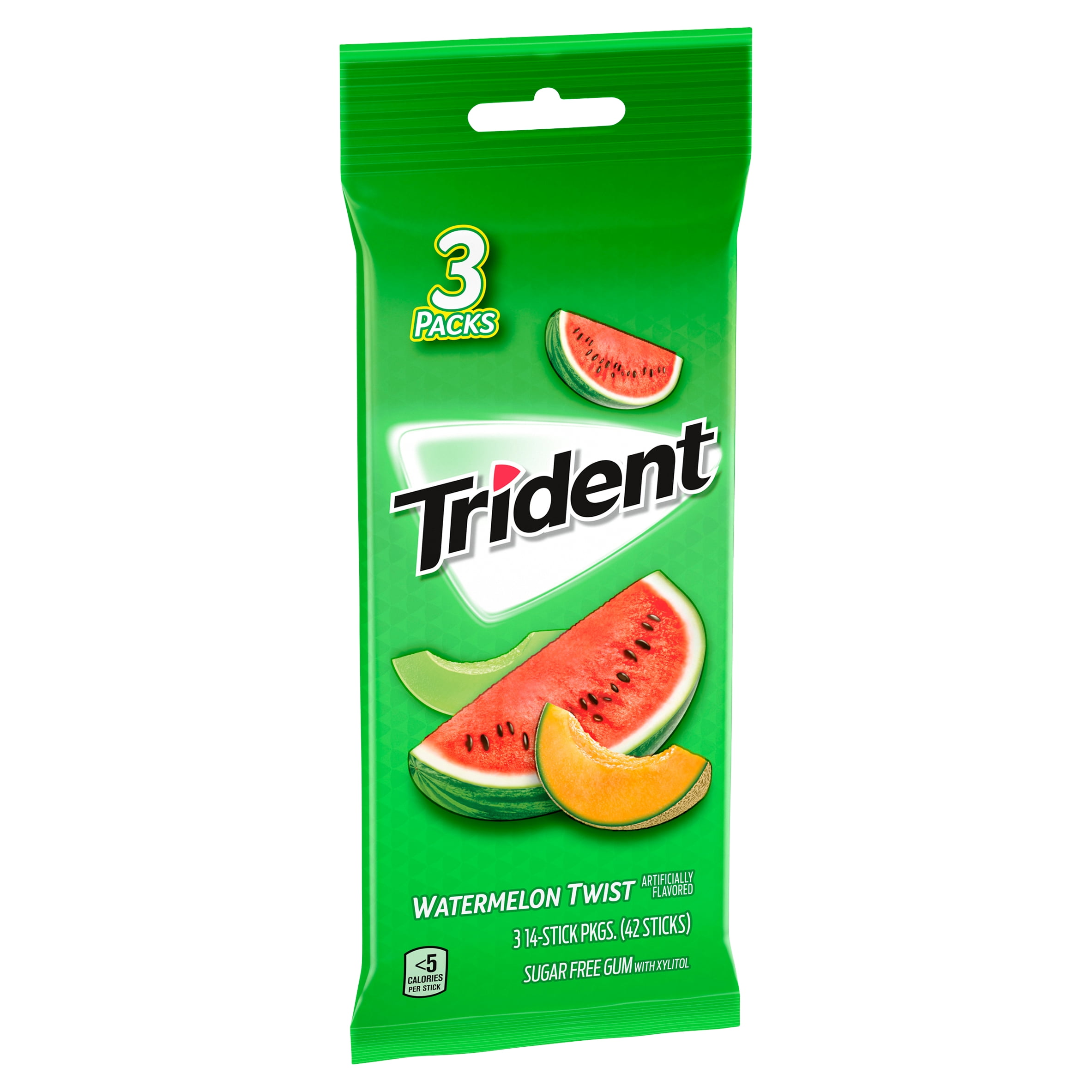 Trident Watermelon Twist Sugar Free Gum with Xylitol, 14 count, 3 pack