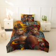 thumbnail image 2 of Castle Fairy Black Girls Twin Duvet Cover,Geometric Block Pattern Style Twin Bedding,Yellow Black Red,Grey Reversible,1 Duvet Cover and 1 Pillowcase, 2 of 6