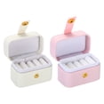 thumbnail image 1 of Unique Bargains Velvet Ring Box, 2 Pack 4 Slots Travel Ring Box Jewelry Holder Portable Mini Jewelry Case for Rings, White Pink, 1 of 6
