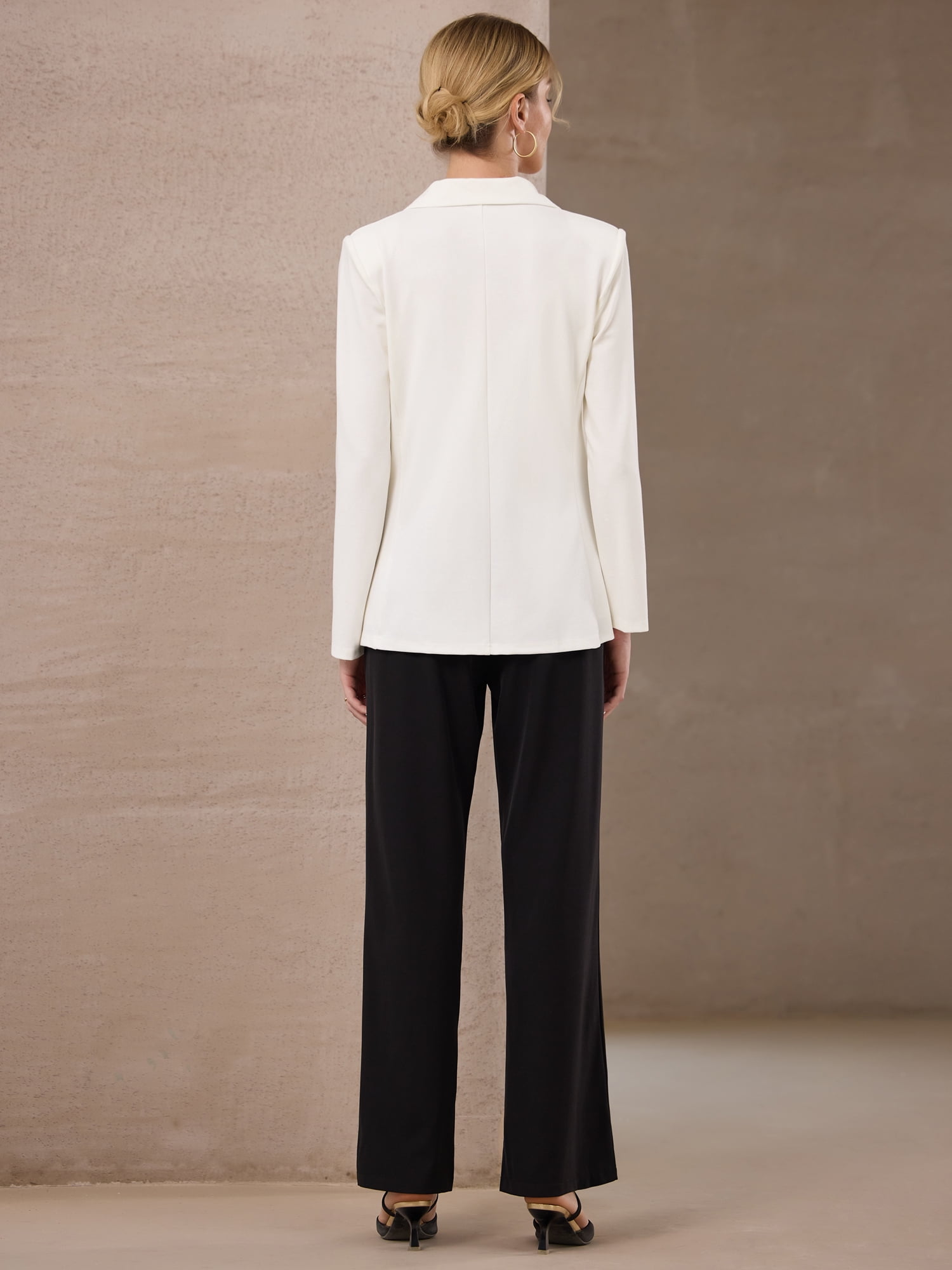 DARING DIVA Women's Stretchy Knit Blazer Casual Lightweight Jacket M White