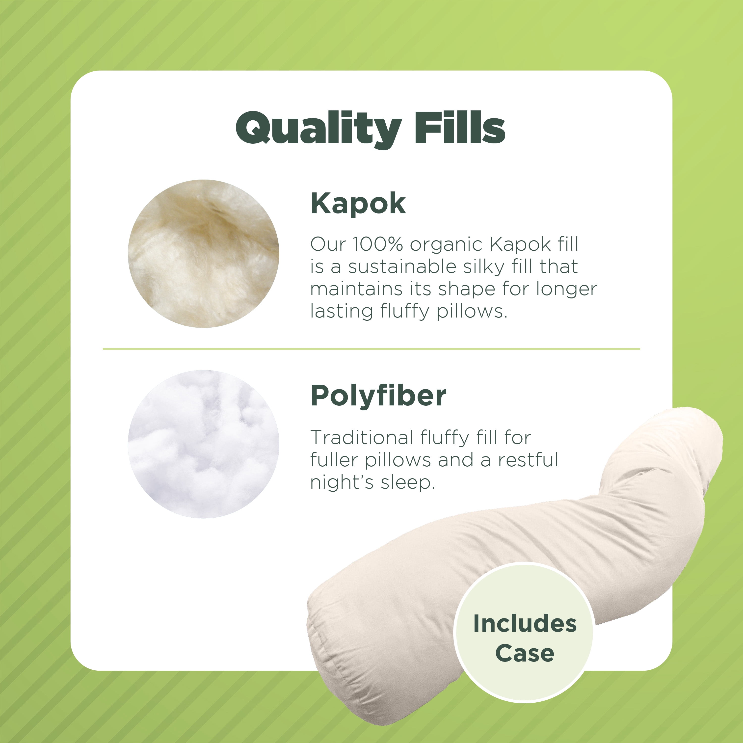 Kapok Body Pillow - Eco-Friendly Cotton Bolster Pillow for Deep Sleeping - Sleeping Bean 60"