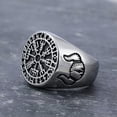 thumbnail image 2 of K-KED Hip Hop Mens Stainless Steel Viking Runes Vegvisir Ring Size 7-13-8, 2 of 6