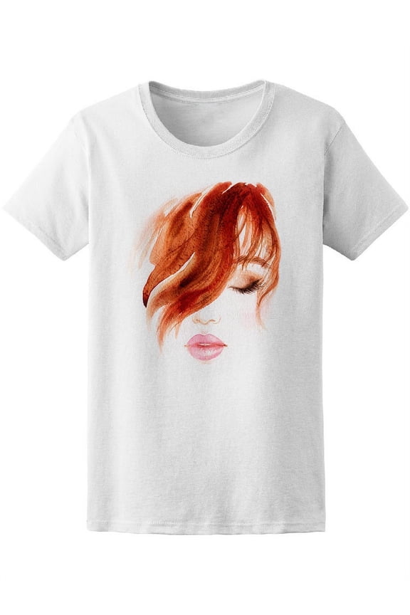 Red Hair Woman Face Makeup  T-Shirt Women -Image by Shutterstock, Female Medium