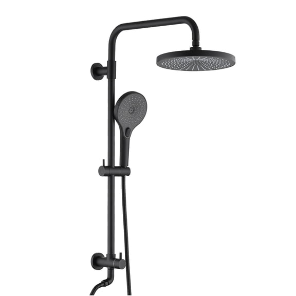 JERFIT 8 Inch Rainfall Shower Combo with Handheld, 3-Spray Matte Black Shower System with Slide Bar, 59" Hose & Wall Mount
