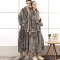 thumbnail image 4 of Womens Mens Fleece Robe Soft Plush Bathrobe Long Warm, 4 of 5